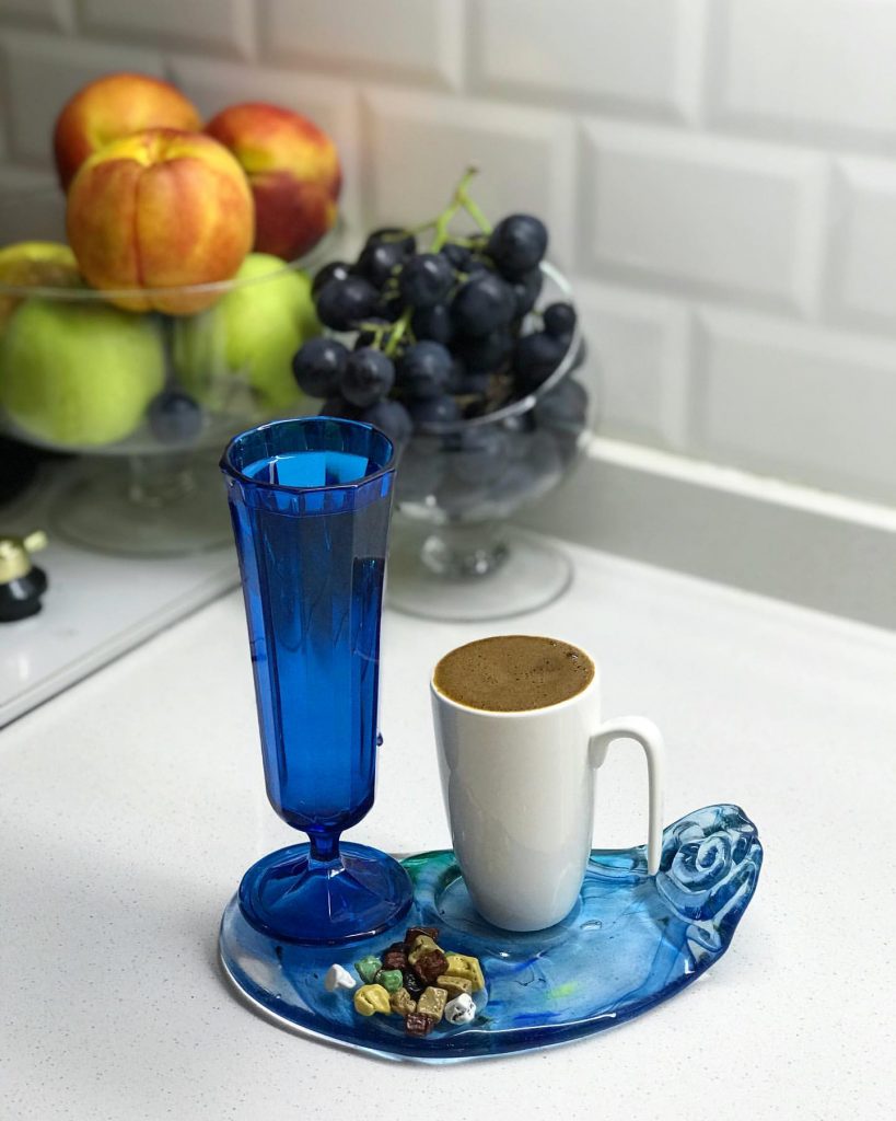 Kahve Sunum Tabağı Mavi (2 Adet) Tavcam Avize