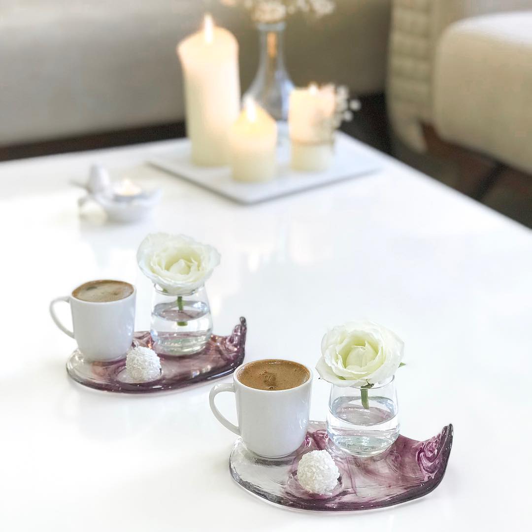 Kahve Sunum Tabağı Mor (2 Adet) Tavcam Avize