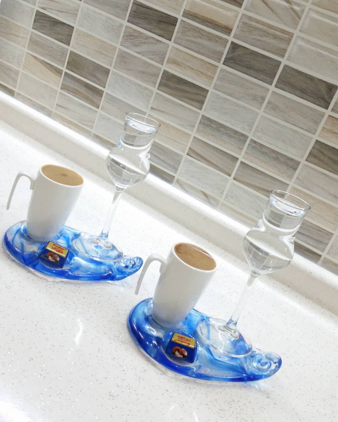 Kahve Sunum Tabağı Mavi (2 Adet) Tavcam Avize